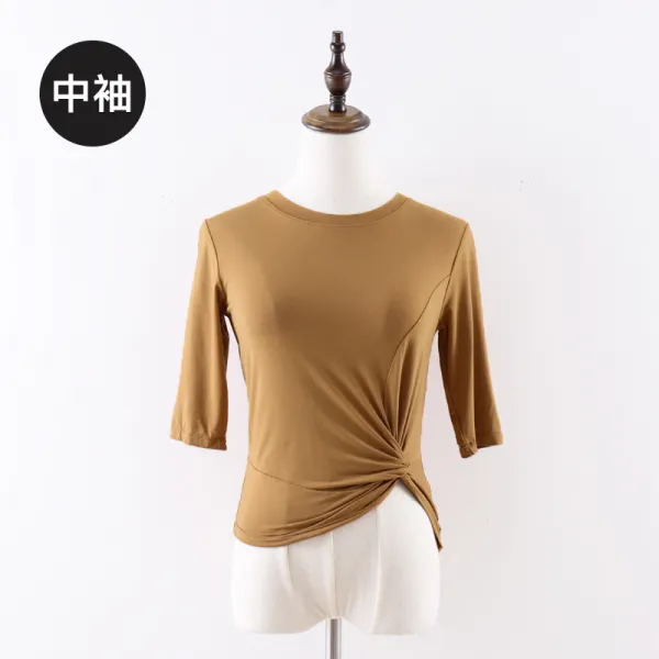 Mar.20 186번 댄스 트레이닝복 상의 모달 현대 무용의상 민속춤 중국 춤의상z L 미 디 엄 카키