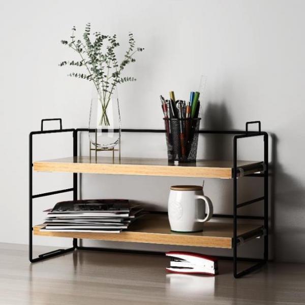 원목 우드 1단 2단 미니 맞춤 선반 식탁 데스크 책상 정리대 블랙+우드 선반/1단