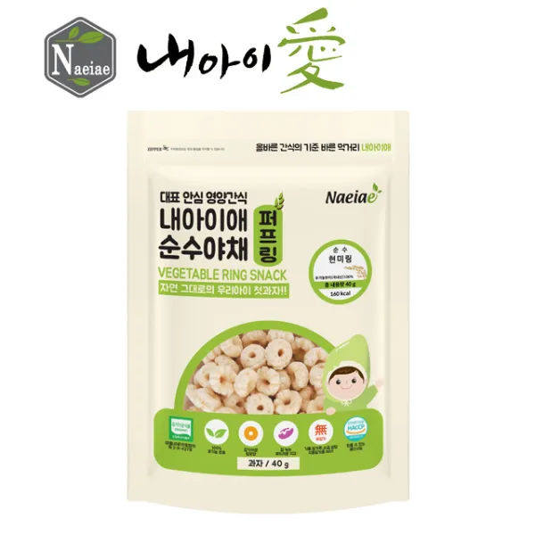 내아이애 유기농 아이과자 쌀과자 떡뻥 모음 특가 할인전(추가증정 이벤트), 1개, 유기농 순수 현미링