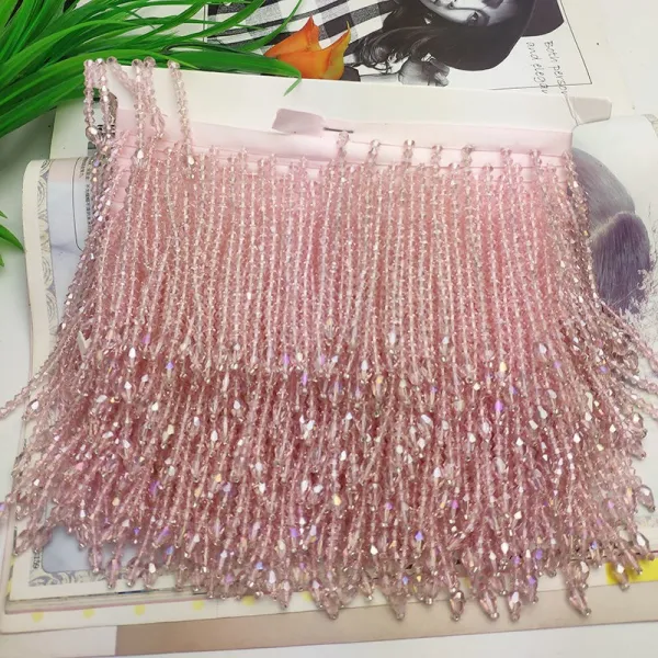 ZZJJC 9.5cm 와이드 크리스탈 비즈 수술 웨딩드레스 턱시도 어깨 소매 장식 DIY 무대 의상 보조짐작하다, 핑크 1장 50센티