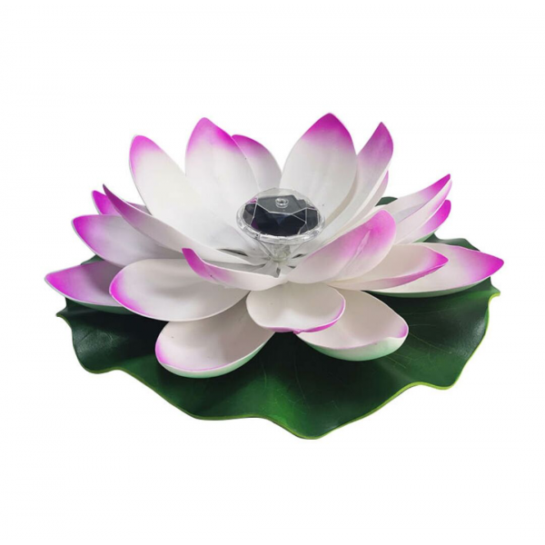 태양광 연꽃 램프 연못 수영장 장식 정원 무드등 옥상테라스 조명 인테리어 등불 40cm 퍼플