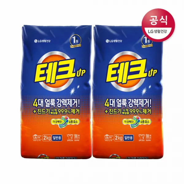 [신세계TV쇼핑]테크 일반용 분말세제 리필 2kg x2개, 2, 2