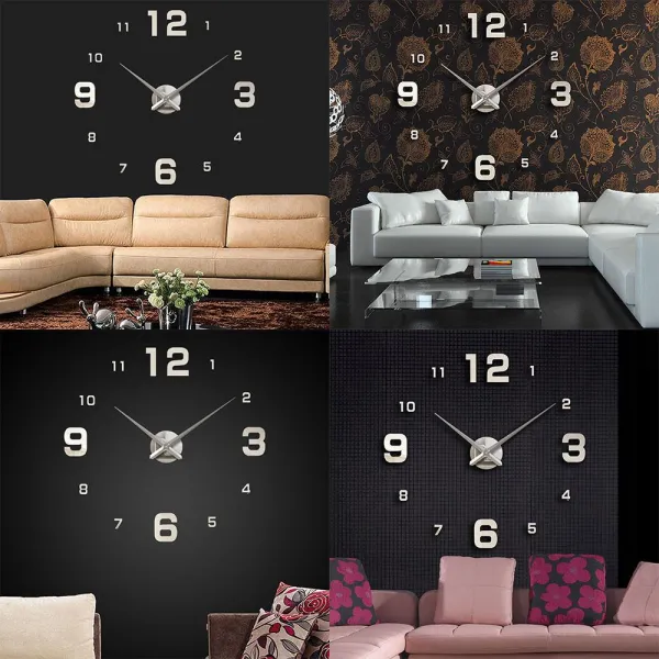 고딕넘버 1P DIY 무소음 벽시계 TIME 실버 여자시계 정장시계 여성시계 남자시계, 단일색상