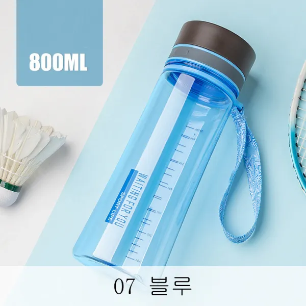 DALIN 스포츠 물병 대용량 운동물 컵 남 녀 학생 쉽게 컵 던지지 방지 심플 참신하고 맑은 모계 휴대용 플라스틱 컵 XZ04 A10, 07 블루