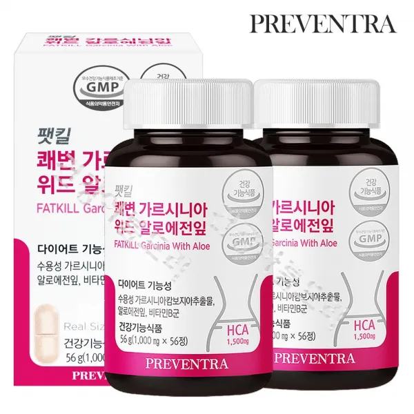 프리벤트라 팻킬 쾌변 수용성 가르시니아 HCA 1500mg 알로에전잎 56정 탄수화물 억제 단기간 2주 다이어트, 2병