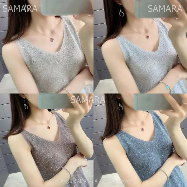 Qterra 특허브랜드 I5698 끈나시 브이넥 무지 아이스 나시 여자 나시티