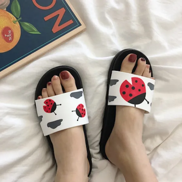 디어버튼 실내 슬리퍼 여자 여름 2019 미끄럼 방지 캐릭터 무당벌레 실내 거실 샤워 냉감