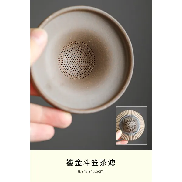 독창적 노옹 도자기 타공 어린중 부처님 궁푸차 부품 가정용, 풍화 삿갓 잎차 거름망 （복지 답례함