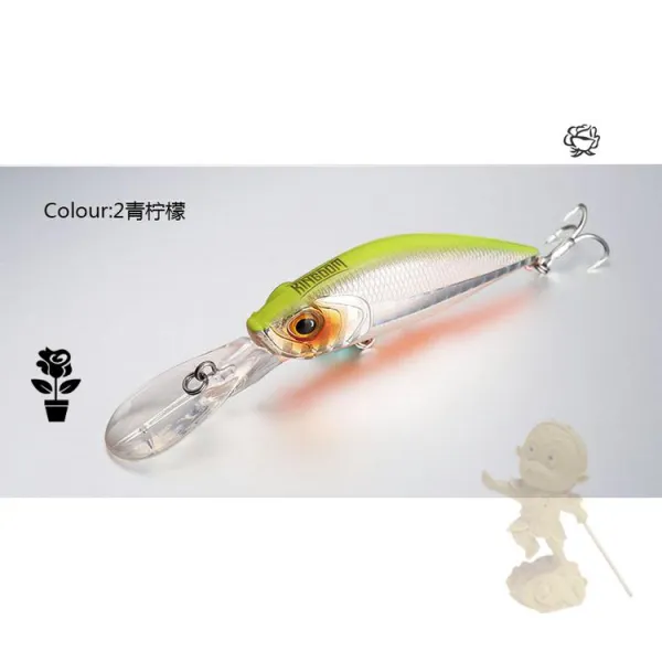 난운이좋아 국왕 X60 롱 혀 보드다 서스펜션 쌀 노소포 60mm 72g 미노우 농어 쏘가리 길 기타 건 세다 2# 청 레몬 /7.2g