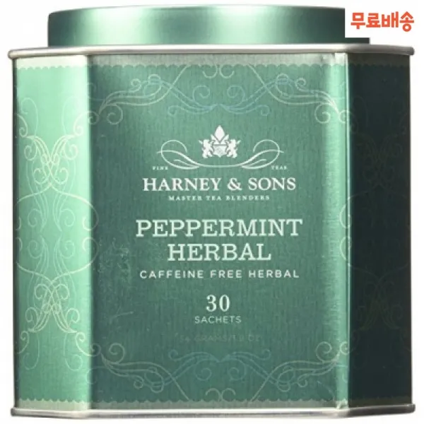 Harney & Sons 하니앤손스 페퍼민트 허벌스 30티백 1.9 oz 30 sachets Caffeine free Herbal, 1개