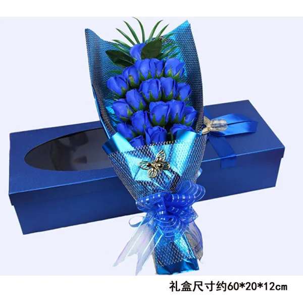 칠석 발렌타인데이에 여친 마누라 선물 창의적 생일선물 여자 장미 비누 꽃다발 낭만, 19나비 타입 블루