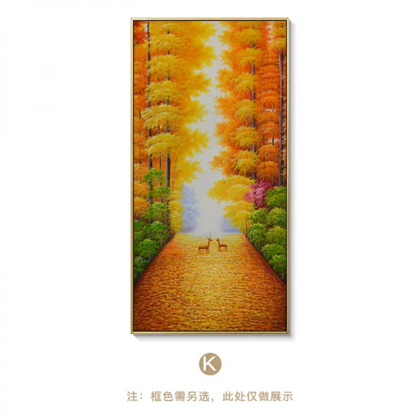 황금 도처에 은행나무 풍경화 인테리림 대단히 부유함 입주 현관화 통로 그림을 걸다 벽화 뮤럴, 골드알루미늄테두리_도자기정유황금큰길K<황금큰길>