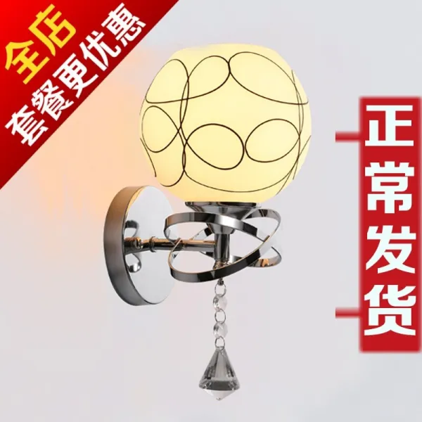 액세서리 심플한 현대 거실 침실 침대 머리의 작은 벽등 창의예술 현관 건너다 유리 벽등 띠 수정 펜던트 벽등