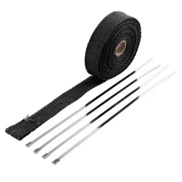 유니버설 오토바이 배기 랩 불연성 터보 Mainfold 열 배기 파이프 열 랩 테이프 스테인레스 타이 1.5mm * 2, 01 5M Black