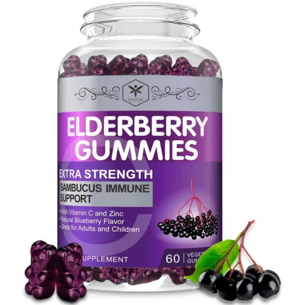 면역성이있는 지원을위한 Sambucus Elderberry Gummies-성인 아이를위한 유기 까만 양 딱총 나무의 열매, 1, 단일상품