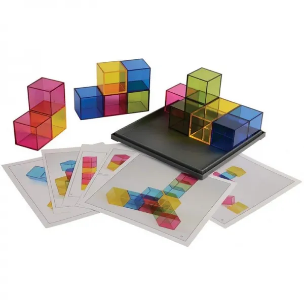 건설적인 장난감 16 pc. 3 년 이상 가벼운 테이블에 3D 구조를 구축하기위한 노랑 파랑 녹색 및 빨강의, 1