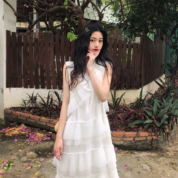 D015 샬랄라 층층 원피스 예쁜 여름 민소매 원피스