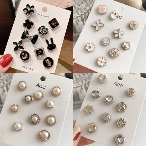 브랜드엑스 옷정리 악세사리 장식 패션 매너 브로치 옷핀 10p x 4종, 옷핀 10p+10p+10p+10p