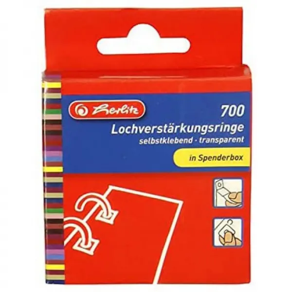 Herlitz 8767220 구멍 경화기 11mm 정사각형 투명 자기 접착제 700 기증자 상자
