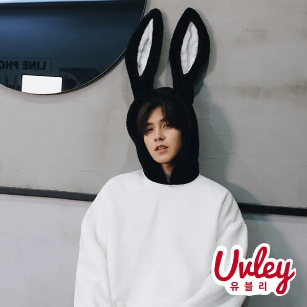 유블리 남성 박시핏 후드티셔츠 ~2XL 오버핏 루즈핏 래빗 토끼귀 겨울 기모 후드티 남친룩 데이트룩 데일리룩 커플룩 래빗루즈