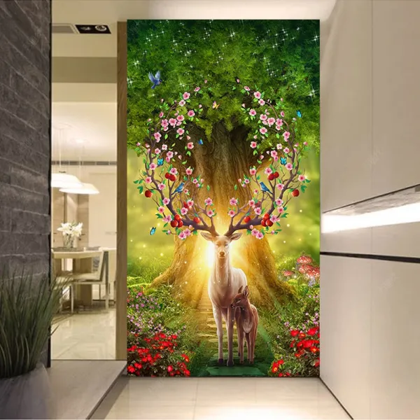 가온나래 화려한 사슴 대형 전체보석십자수 직장인취미, 70x120cm