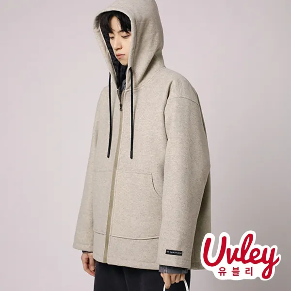 유블리 남성 모직 후드 집업 루즈핏 미니멀룩 인스타룩 남친룩(UV216198WD)