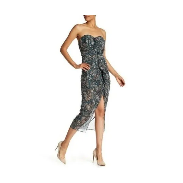 125456 0650 NWT 베로니카 비어드 VERONICA BEARD Peyton StrAPL 운동화ess Ruched 100% 실크 Midi 드레스 Sz 4