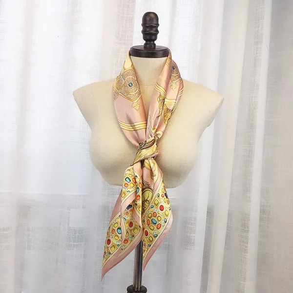 미니스카프 90X90CM100실크 레이스스카프 스몰스카프 여성코디가잘되는 장식 문예 누에실 스카프