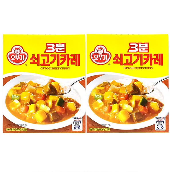 조은마켓 [간편한 한끼] 오뚜기 3분 쇠고기카레 200g(1인분) 카레라이스 짜장 하이라이스, 2개