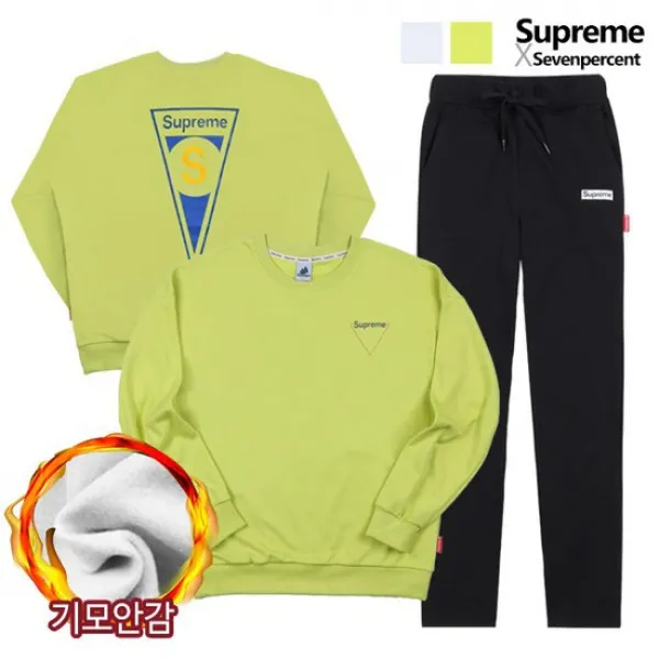 [세븐퍼센트x슈프림] 기모 맨투맨 SET 삼각슈프림