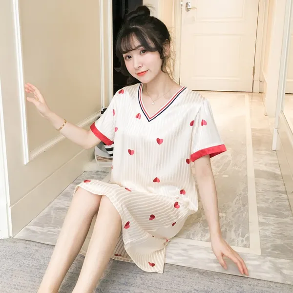 v넥 스커트 여 여름 스 엷은 섹시 풋풋 학생 반팔 잠옷 실내복 입방아