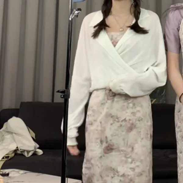 미네르바샵 ANNA 봄 일 풍신자 긴 소매 얇은 상의 루즈핏 레쉬 여성 하 나 가정을 꾸리다