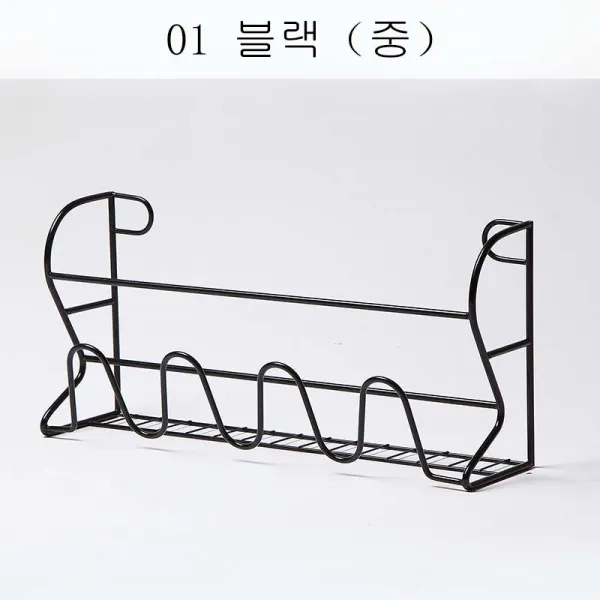 HY 철제 벽걸이 간이 문간 공간을 절약하고 구멍 뚫지 않는 화장실 슬리퍼 틀 숙소 신기 이층 신발장XT09 A28, 01 블랙（중）
