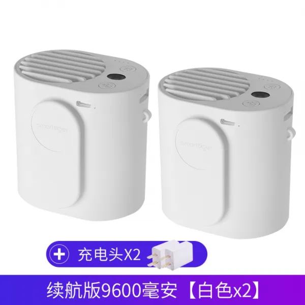 휴대용 선풍기 허리 손목 등 여름 더위 강력 쿨링, 항속판 9600mAh(화이트+충전헤드X2대)