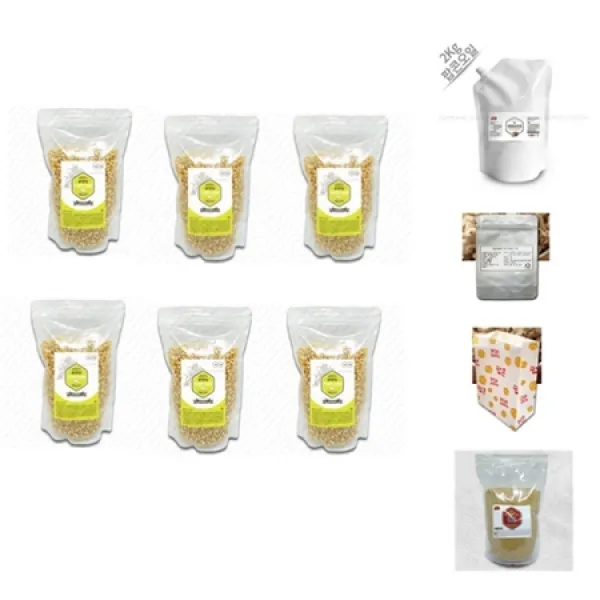 카라멜팝콘 재료 세트 P-4 (약 200명분 - 팝콘옥수수 6kg+오일 2kg+소금 150g+봉투 200장+카라멜슈가 2kg), 상세페이지 참조