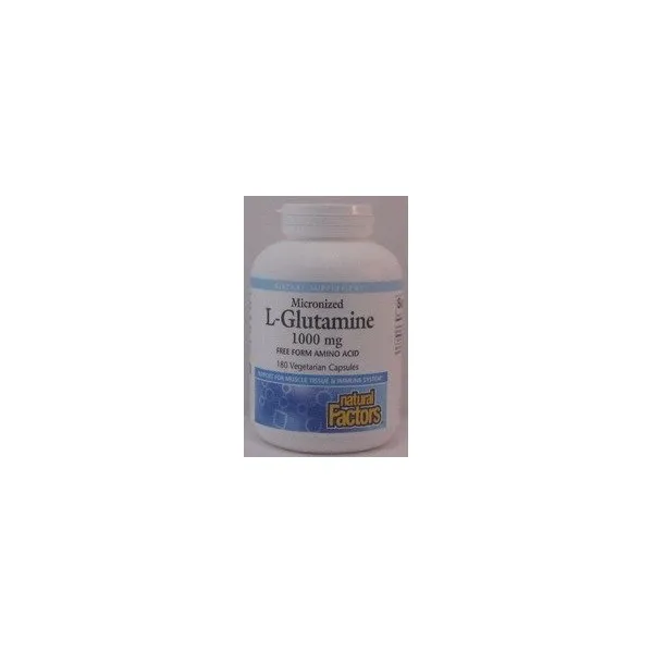 Natural Factors 미분화 된 L- 글루타민 1000 mg 건강한 근육 조직 및 면역계 기능 지원 180 캡슐 (180 인분) N, 단일상품