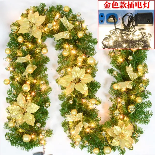 수지상점 암호추가 장식 성탄 라탄 2 7메터 문등 걸이 크리스마스러그 고리 상점 명절 쇼윈도 배치, 골드 2. 7메터 （어탭터 등 ）업그