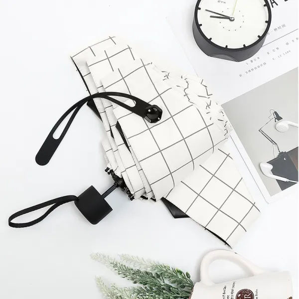 녀사 샤오칭신격자 흑색접착제 자외선차단양산 5전 포대 양산 청량산미니우산 5전 몽트리안-백거 6 골 (1-2명 적용), 단일상품