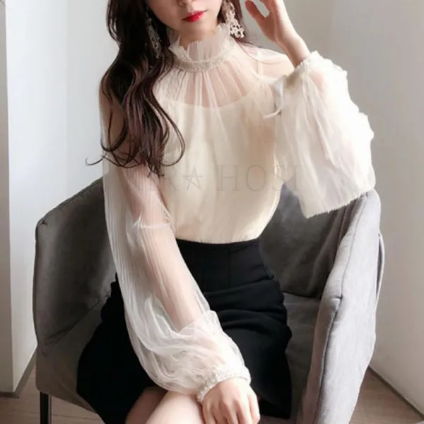kirahosi 클래시 6 여성 망사 블라우스 예쁜 레이스 여름 시스루 42 +스마트 스트랩 증정 DOdyipc
