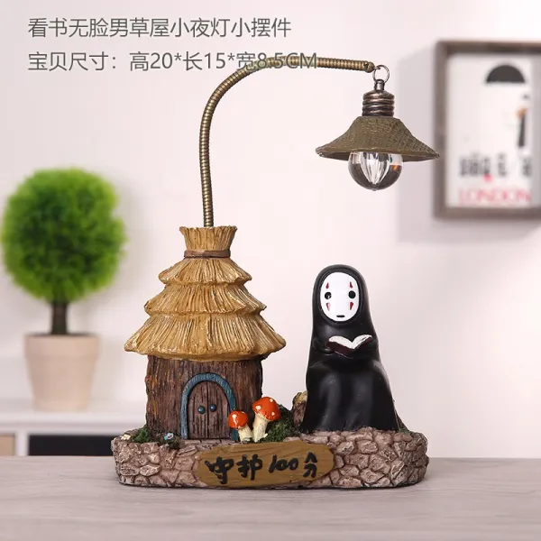 LED 가오나시 무드등 센과 치히로 수면등 실내 인테리어 조명, 899-1 초가 오두막 익명의 남자 읽기 책, cm