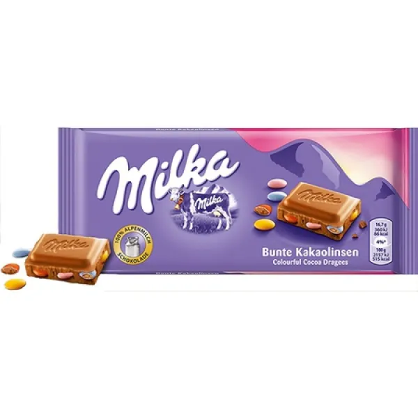 Milka Colorful Cocoa Lenses Chocolate Bar Candy Original German Chocolate 100g3.52oz, 상세 설명 참조0