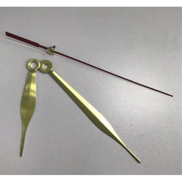 100sets 유니버설 DIY 벽시계 액세서리 금속 바늘 포인터 초침 분 시간 손 세트 바늘 시계 홈 장식, 04 gold red