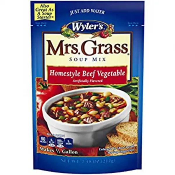 Mrs. Grass Beef Vegetable Hearty Homestyle Soup Mix (7.48 oz Cans Pack of 8), 1