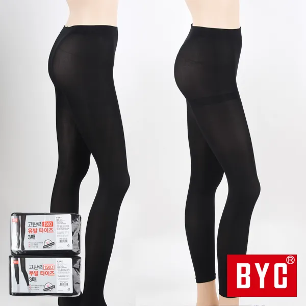 Gtt2005 Byc 고탄력 150d 유발 무발 여자 타이즈 레깅스 세트 3매