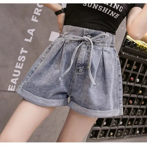 머머다 여성 여름룩 빅사이즈 밴딩 청 반바지 데님팬츠13 Lgc13 589823346982_4lob
