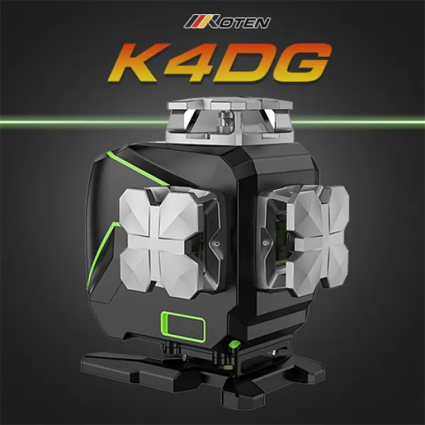 KOTEN 레이저레벨기 K4DG 독일다이오드 최초 디스플레이탑재 메탈프레임 그린레벨기 8배 4D 목공타일수평