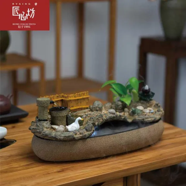 풍수 로커 리 홀 Rockery 물 분수 정원 풍경 장식 정원 물고기 연못 선 차 방 장식, 0132 작은 선 아카데미 (중간)-미립화
