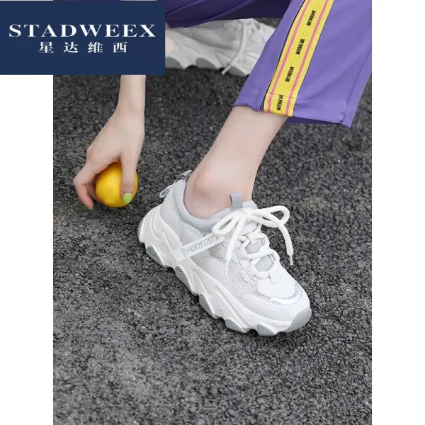 스타 다 웨 스 (STADWEEX) 사 치 스 러 운 할아버님 신발 녀 2020 가을 인 스 트 라 이 프 스타일 캐 주 얼 운동 화 녀 통기 성 바탕 지 훈 화 그레이 37