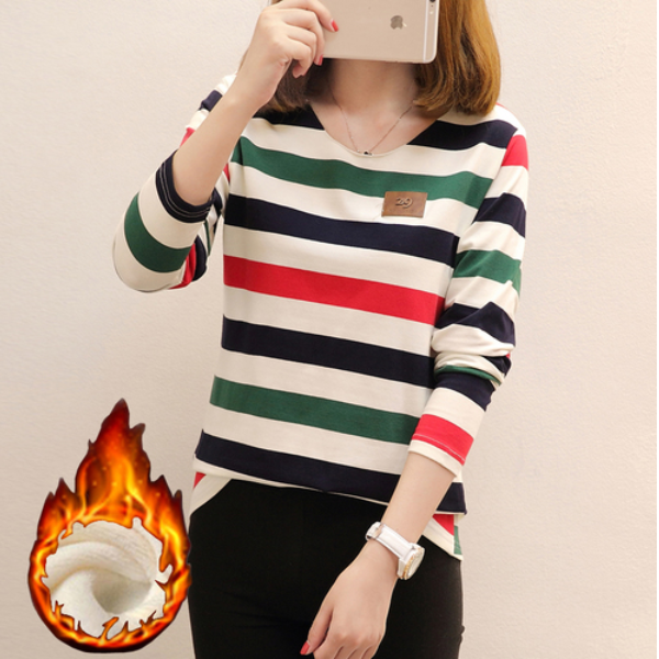 줄리엣이뽀 K0321 가로 언발배색 스프라이트 이너 기모 티셔츠 신축성이 우수하고 터치감이 부드러운 겨울 긴팔