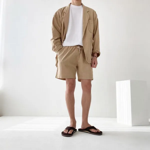 [멸치쇼핑]남자 여름 린넨 루즈핏 반바지 시원한 5부팬츠 4컬러, 브라운/M